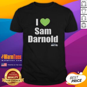 Official I Love Sam Darnold Seattle Seahawks Logo T-Shirt featuring vibrant team colors and a bold design.