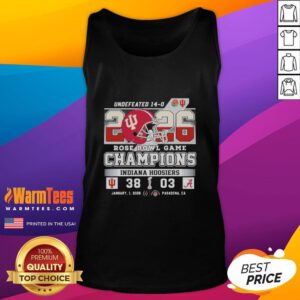 Alt Text: Official Indiana Hoosiers 2026 Rose Bowl Game Champions score tank top featuring team colors and logo.