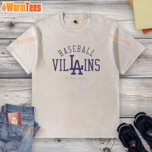 Official Los Angeles Dodgers Baseball Villains washed t-shirt showcasing team logo and vibrant design for fans.