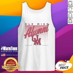 Official Ole Miss Retro Stripe Alumni Oxford Hotty Toddy Tank Top featuring vintage design and school colors.