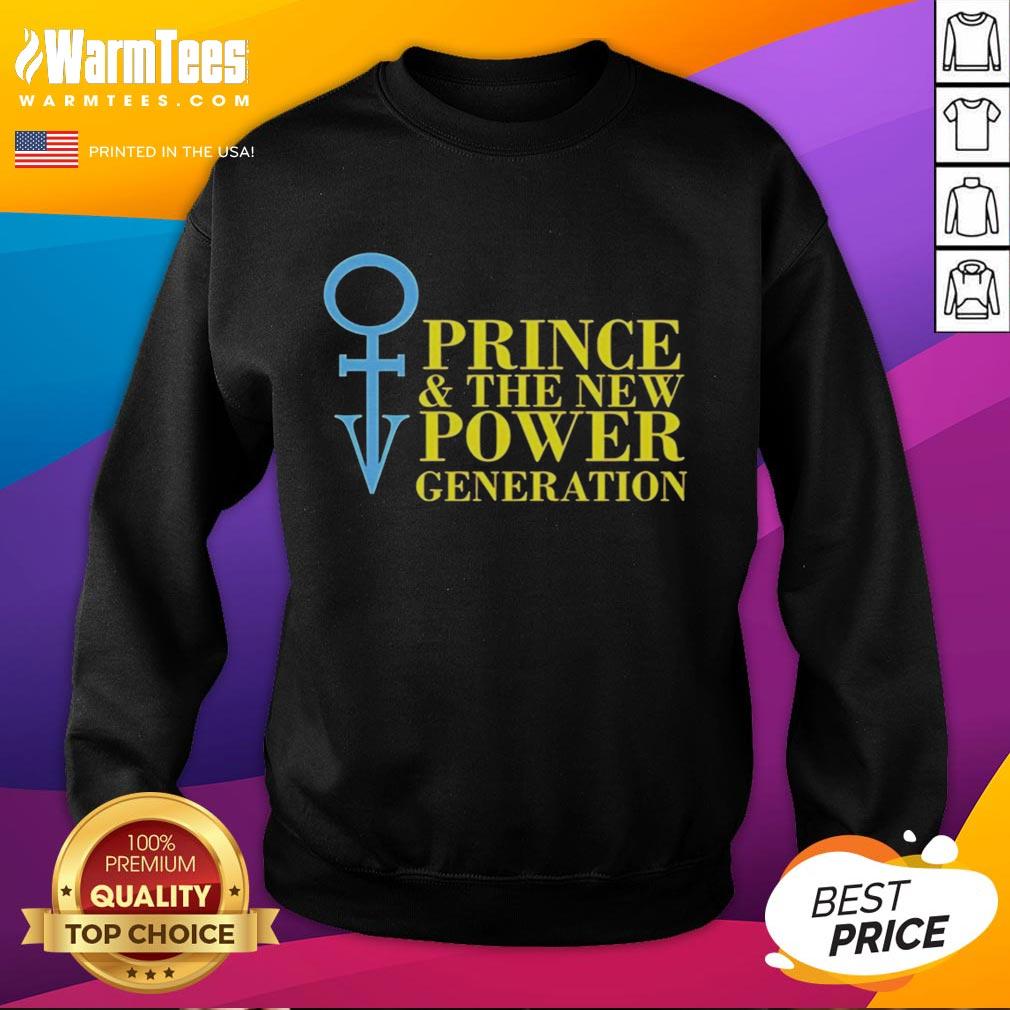 Alt Text: Official Prince and The New Power Generation logo on a stylish sweatshirt for music lovers.