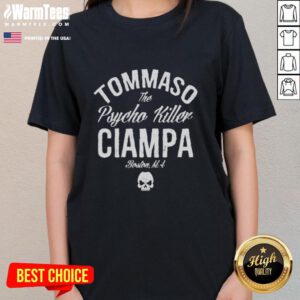 Official Tommaso Ciampa Psycho Killer Boston Ladies Tee featuring bold graphics and a stylish fit for fans.