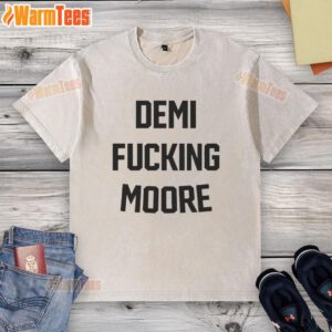 Premium Demi Moore washed t-shirt featuring a stylish design, perfect for casual wear and fashion enthusiasts.