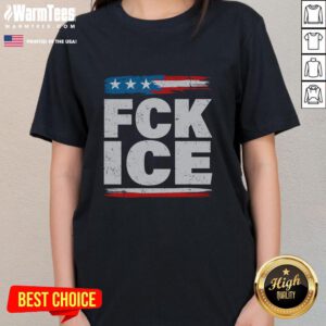 Premium Fk Ice Anti-Ice Distressed American Flag Ladies Tee featuring a stylish design for patriotic women.