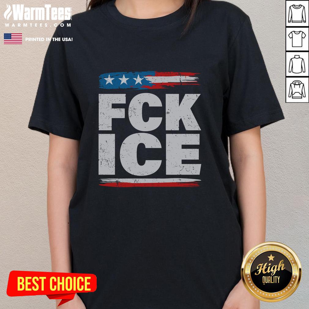 Premium Fk Ice Anti-Ice Distressed American Flag Ladies Tee featuring a stylish design for patriotic women.