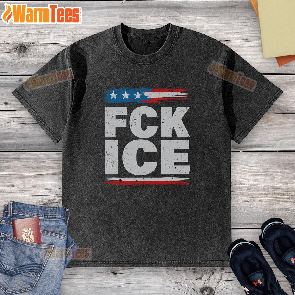 Premium Fck Ice Anti Ice Distressed American Flag T-Shirt, stylish and comfortable for casual wear.
