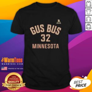 Alt Text: Premium Filip Gustavsson Minnesota Wild Gus Bus name and number t-shirt featuring vibrant team colors.