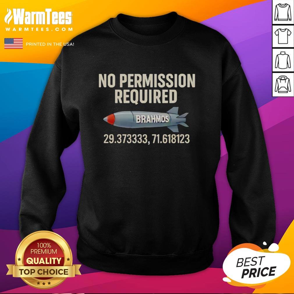 Stylish Premium No Permission Required Brahmos Sweatshirt in black, perfect for casual wear and expressing individuality.
