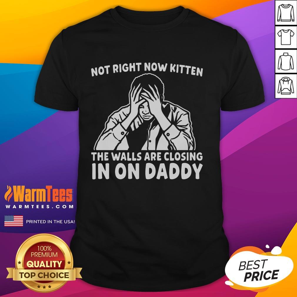 Premium Not Right Now Kitten T-Shirt featuring a playful kitten with a humorous phrase about feeling overwhelmed.