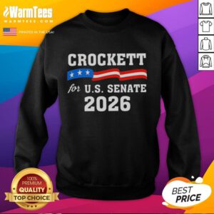Alt Text: Pretty Crockett For US Senate 2026 sweatshirt in navy blue, promoting the campaign with stylish design and logo.