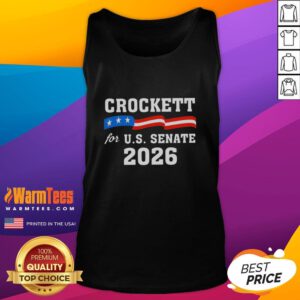 Pretty Crockett For Us Senate 2026 tank top featuring a bold design, perfect for political supporters and campaign enthusiasts.