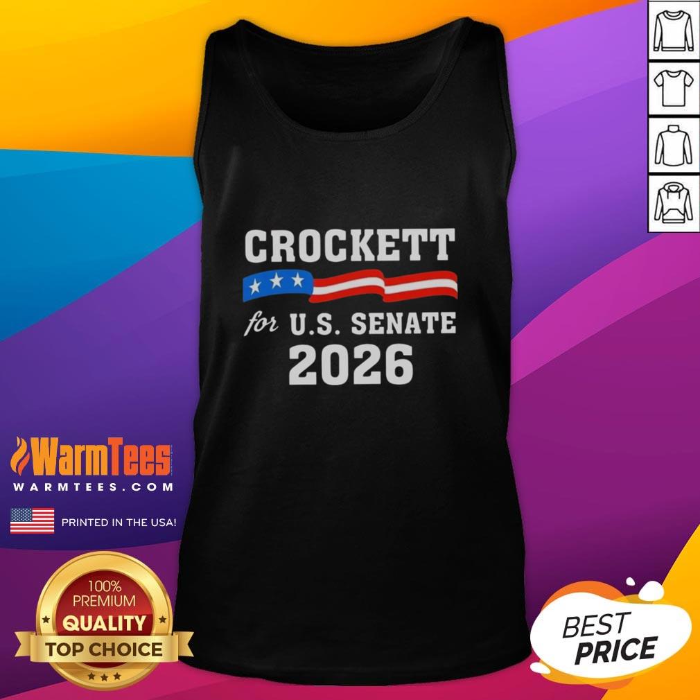 Pretty Crockett For Us Senate 2026 tank top featuring a bold design, perfect for political supporters and campaign enthusiasts.