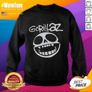 Pretty Gorillaz band skull logo sweatshirt design featuring vibrant colors and unique graphics for music fans.