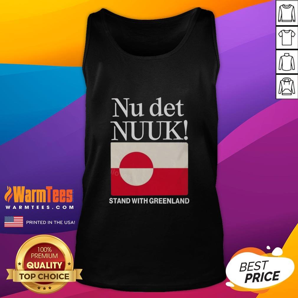 Alt Text: Pretty Nu Det Nuuk Stand tank top featuring the Greenland flag, perfect for showcasing your love for Greenland.