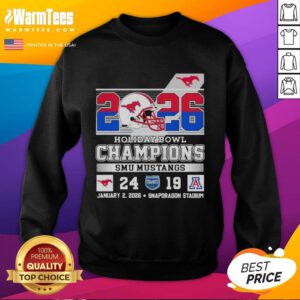 SMU Mustangs sweatshirt celebrating victory over Arizona Wildcats at the 2026 Holiday Bowl champions.