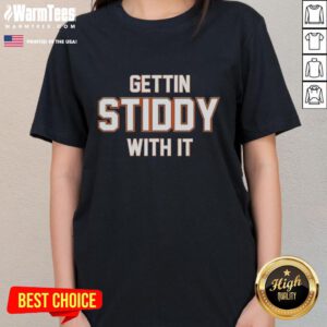 Top Denver Broncos 'Gettin Stiddy With It' ladies tee featuring vibrant team colors and stylish design for fans.
