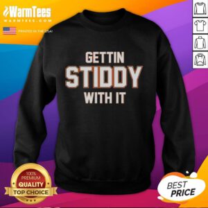Alt Text: Top Denver Broncos 'Gettin Stiddy With It' sweatshirt in blue, perfect for fans and game day attire.