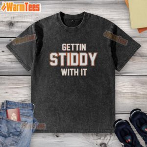 Denver Broncos 'Gettin Stiddy With It' washed t-shirt, featuring team colors and logo for fans and casual wear.