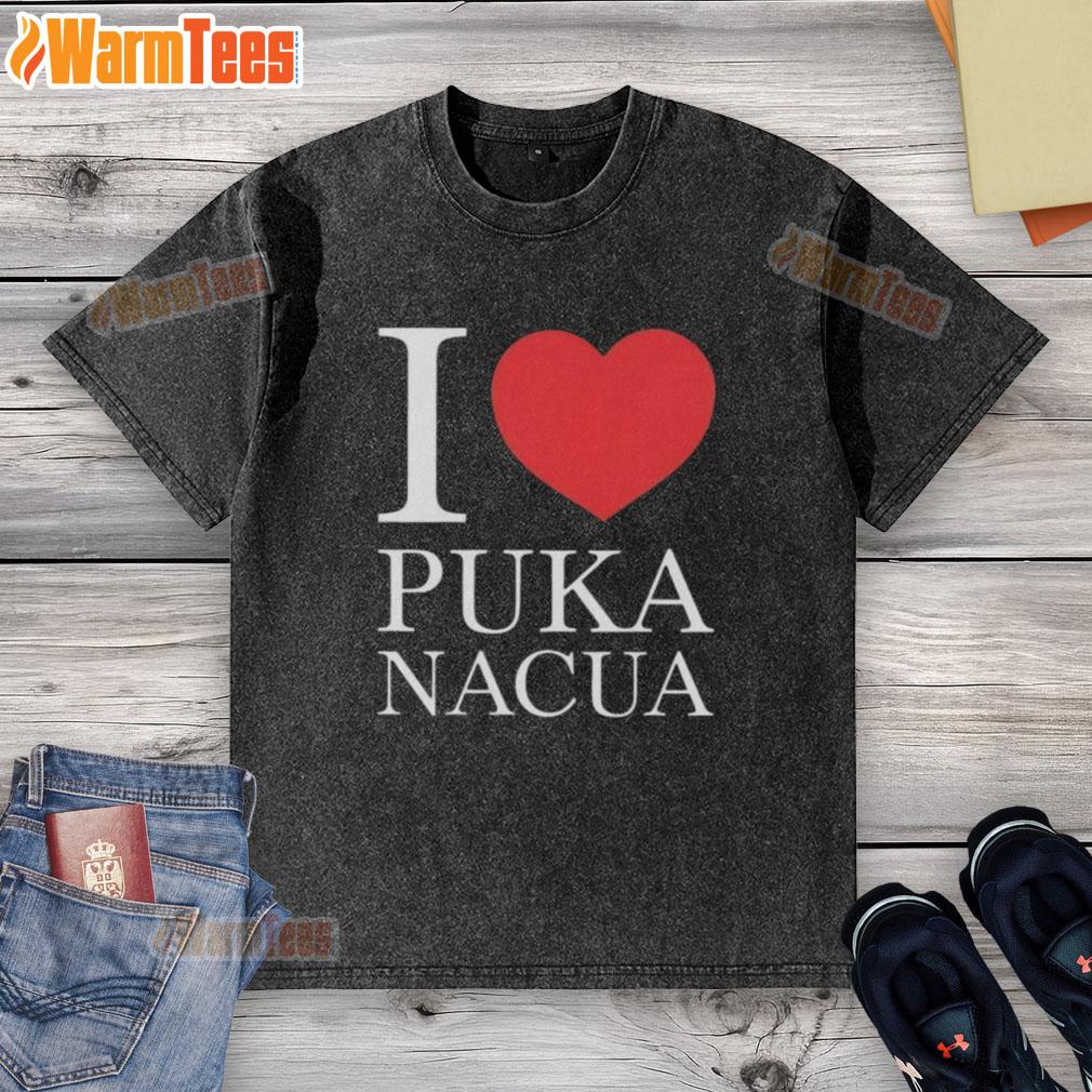 Top I Love Puka Nacua washed t-shirt in soft fabric, featuring a stylish graphic design perfect for casual wear.