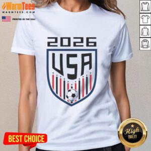 Top USA Soccer Player 2026 fan logo on a stylish ladies tee, perfect for showing support during the tournament.