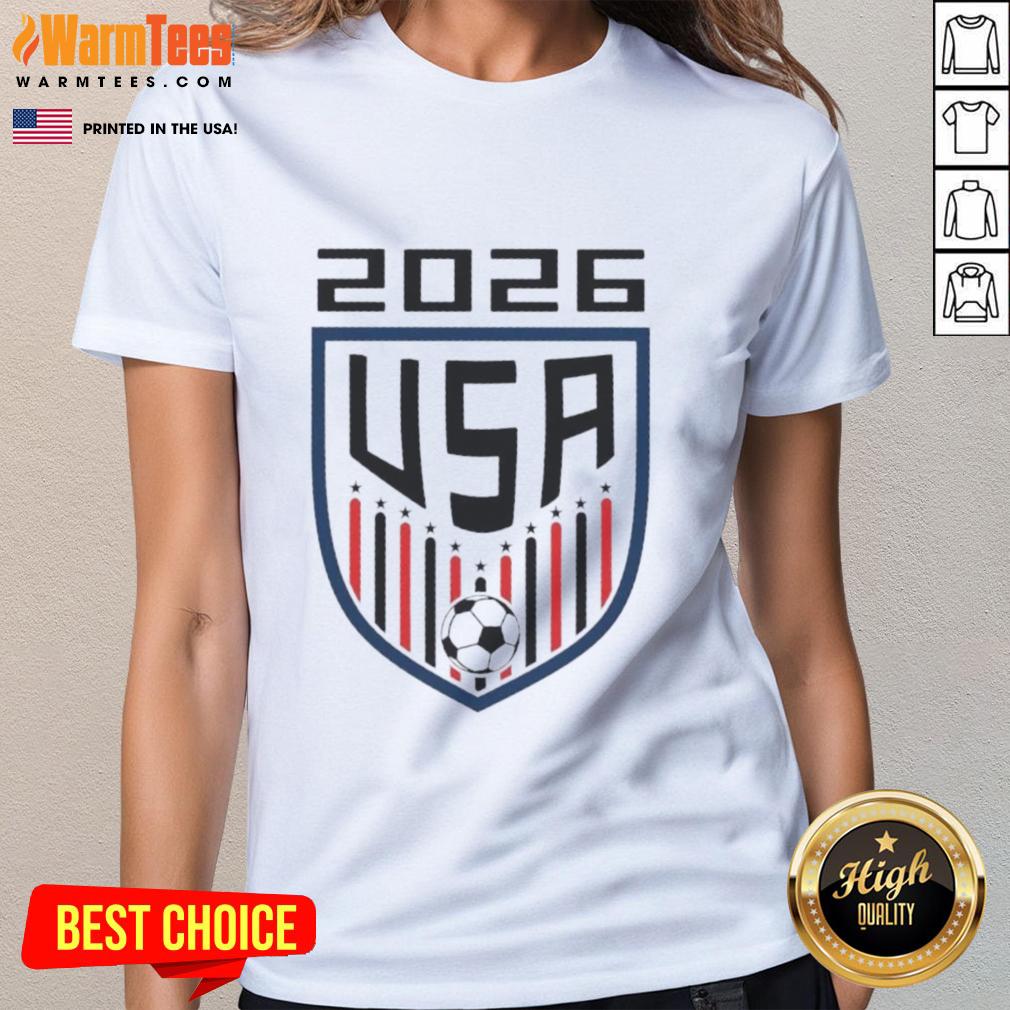Top USA Soccer Player 2026 fan logo on a stylish ladies tee, perfect for showing support during the tournament.