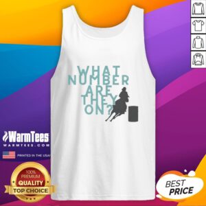 Stylish tank top with 'What Number Are They On?' graphic, perfect for casual summer outfits and statement fashion.