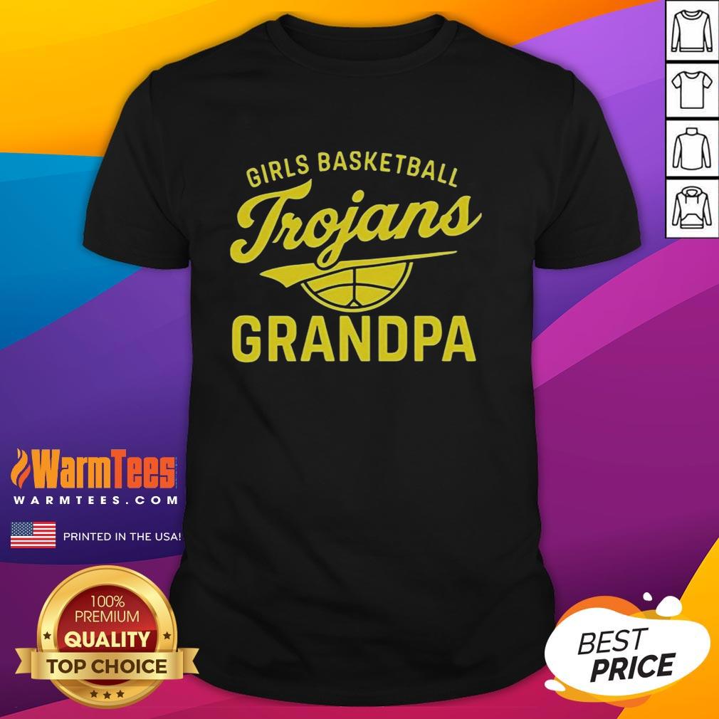 Awesome Girl Basketball Trojans Grandpa T-Shirt featuring vibrant graphics and a comfortable fit for sports enthusiasts.