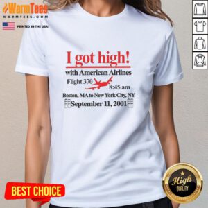Good I Got High with American Airlines Ladies Tee featuring a stylish design perfect for casual wear and aviation enthusiasts.