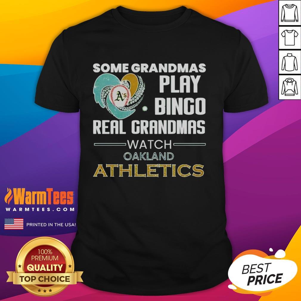 Good Oakland Athletics t-shirt featuring a heart shape design, celebrating real grandmas who watch baseball.