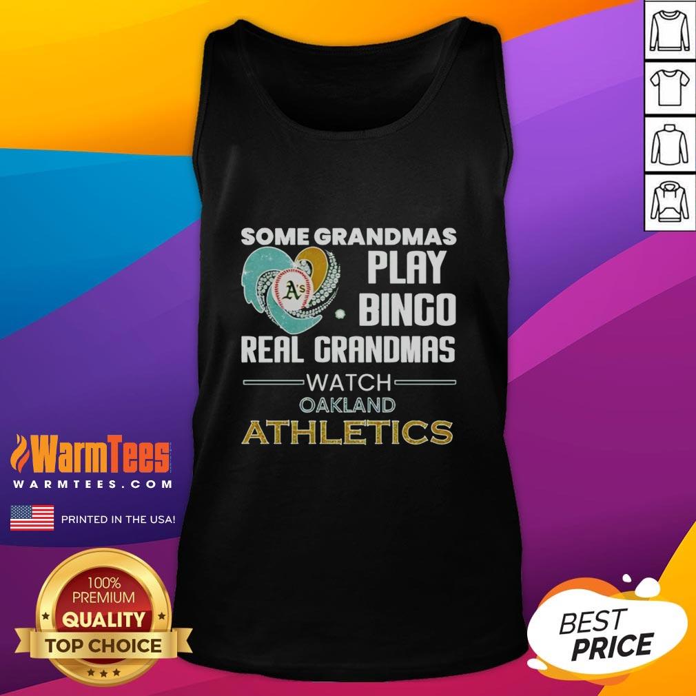 Good Oakland Athletics tank top featuring a heart shape, perfect for grandmas who love watching games and playing bingo.