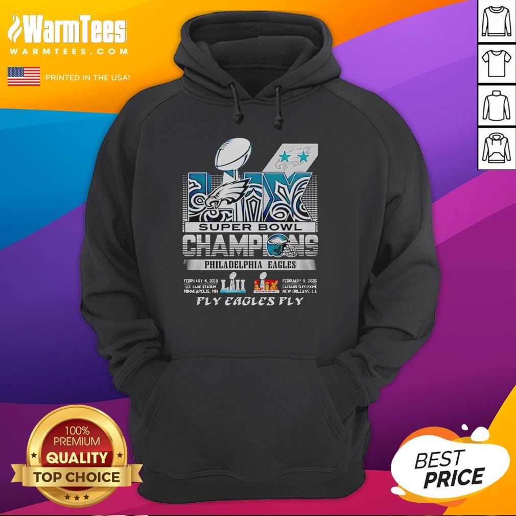 Good Philadelphia Eagles Super Bowl LIX Champions hoodie featuring 'Fly Eagles Fly' design, perfect for fans.
