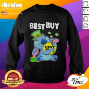 Good Stitch Hug Best Buy logo on a Happy St. Patrick's Day sweatshirt, perfect for festive celebrations.