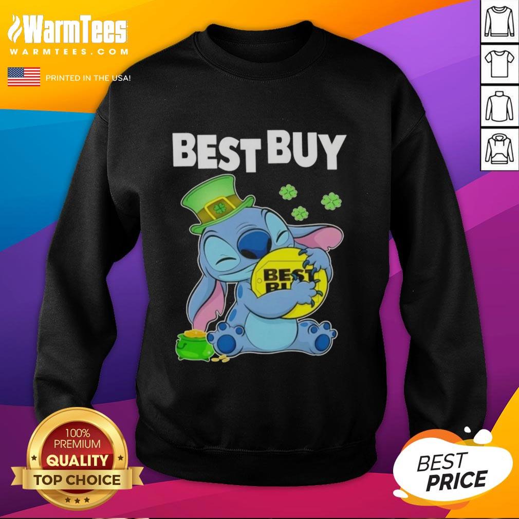 Good Stitch Hug Best Buy logo on a Happy St. Patrick's Day sweatshirt, perfect for festive celebrations.