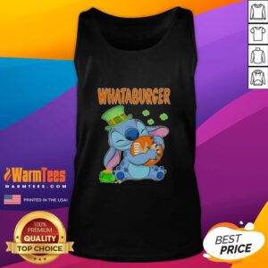 Good Stitch Hug tank top featuring the Whataburger logo for a festive Happy St. Patrick's Day celebration.