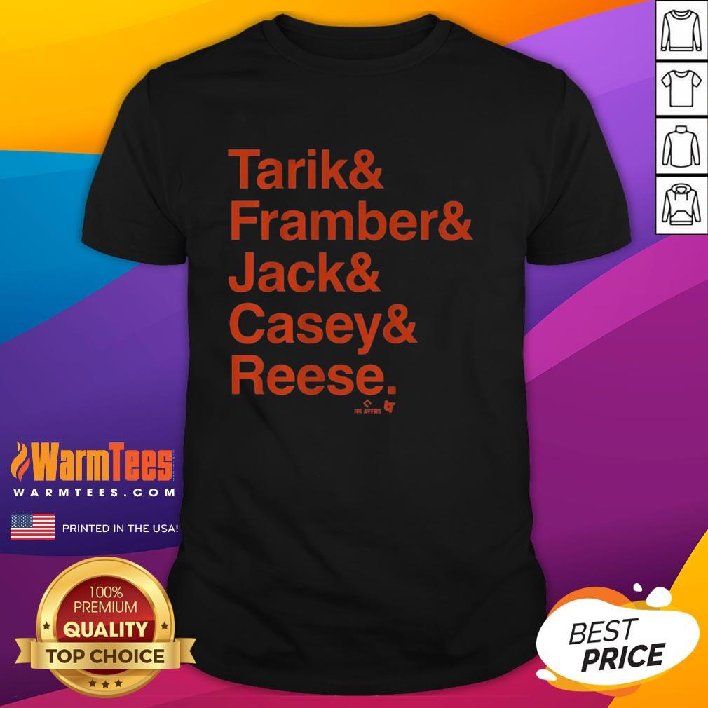 Nice Detroit Baseball T-Shirt featuring Tarik, Framber, Jack, Casey, and Reese, perfect for fans of the team.