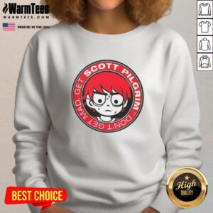 Scott Pilgrim 'Don't Get Mad, Get' sweatshirt featuring vibrant graphics perfect for fans of the series.