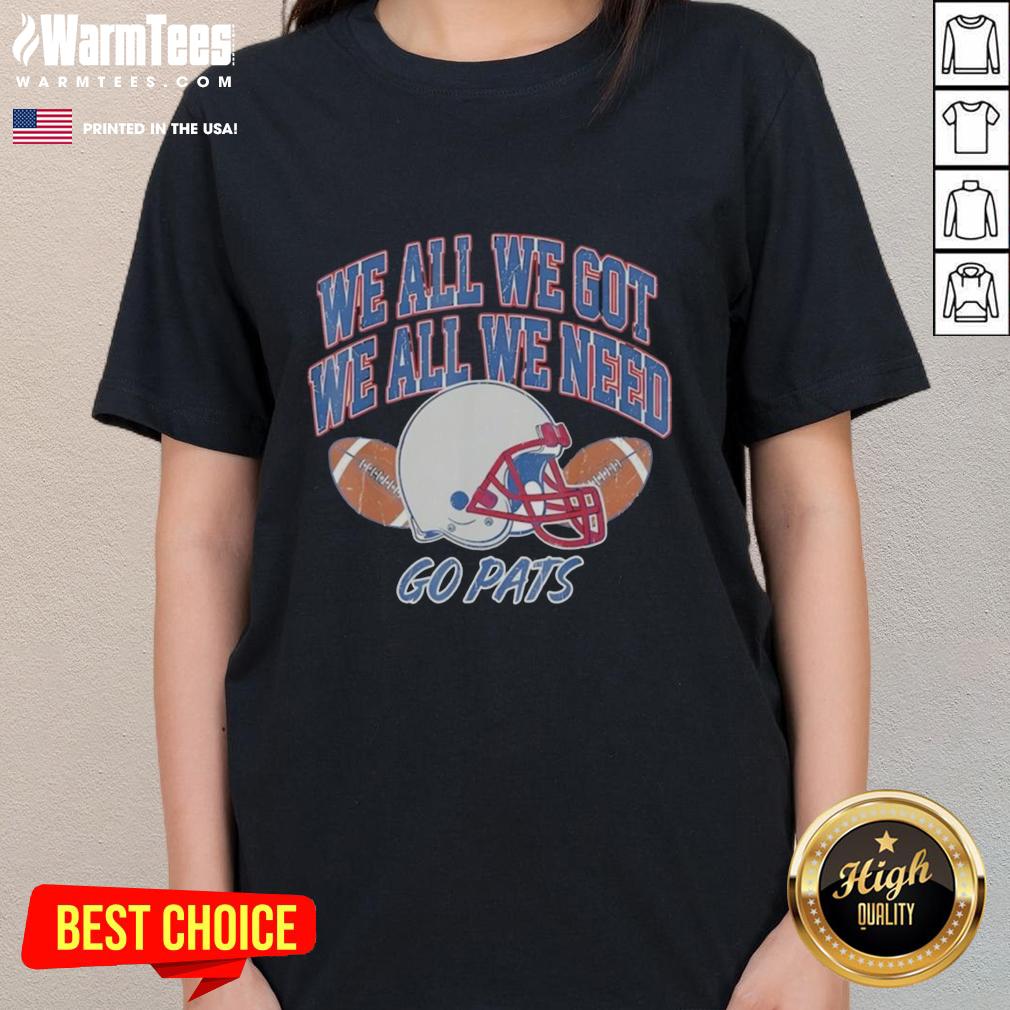 Ladies' tee featuring 'We All Got Patriot, We All Need Sport' design, perfect for casual and sporty outfits.