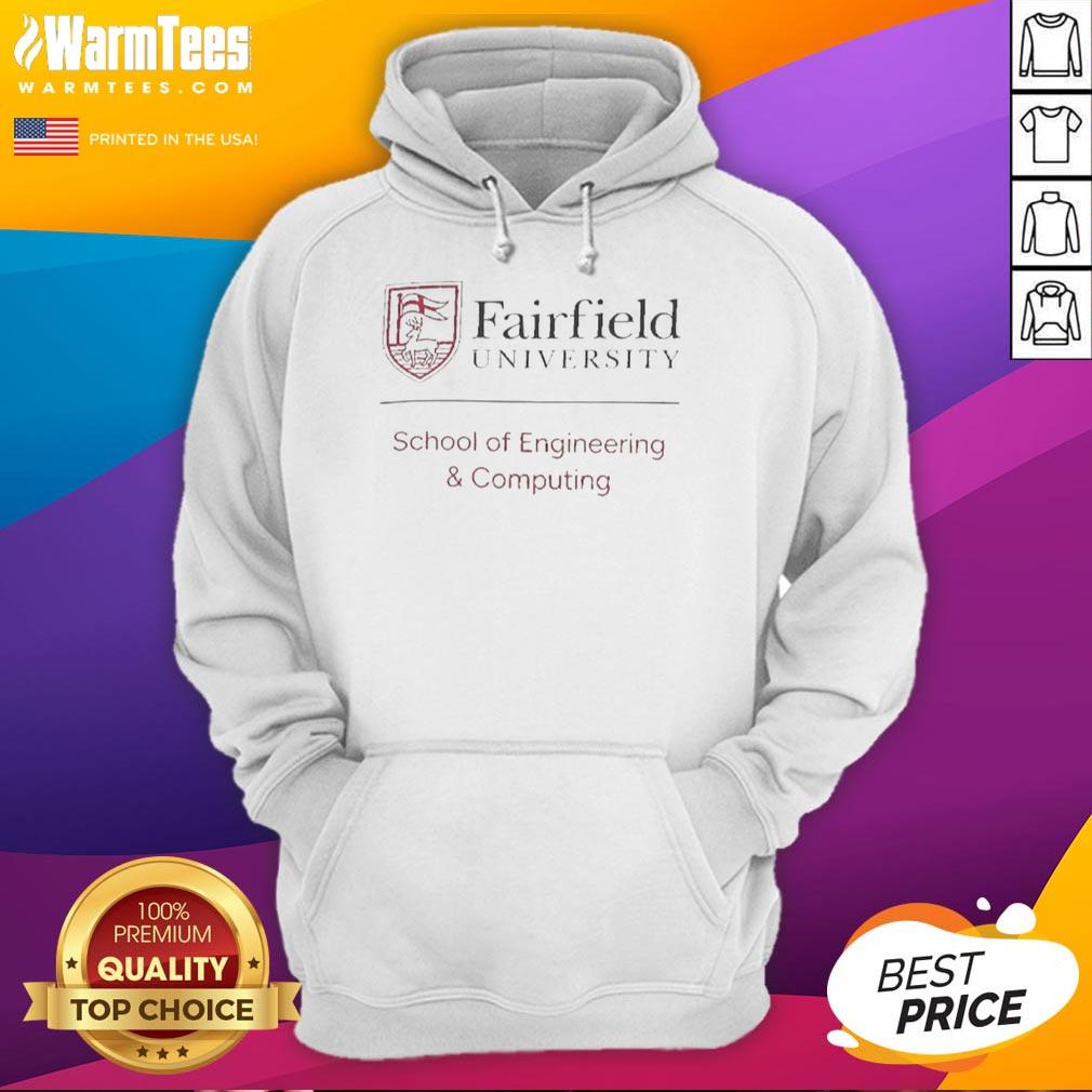 Alt Text: Premium Fairfield Stags School of Engineering and Computing hoodie in navy blue with logo, perfect for students and alumni.