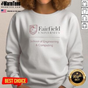 Premium Fairfield Stags School of Engineering and Computing sweatshirt in navy blue, featuring logo and comfortable fit.