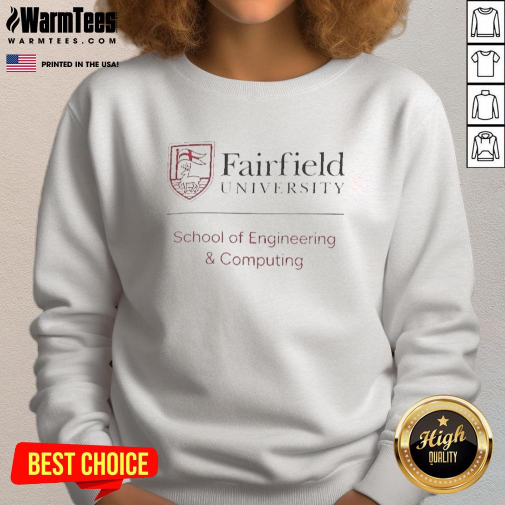 Premium Fairfield Stags School of Engineering and Computing sweatshirt in navy blue, featuring logo and comfortable fit.