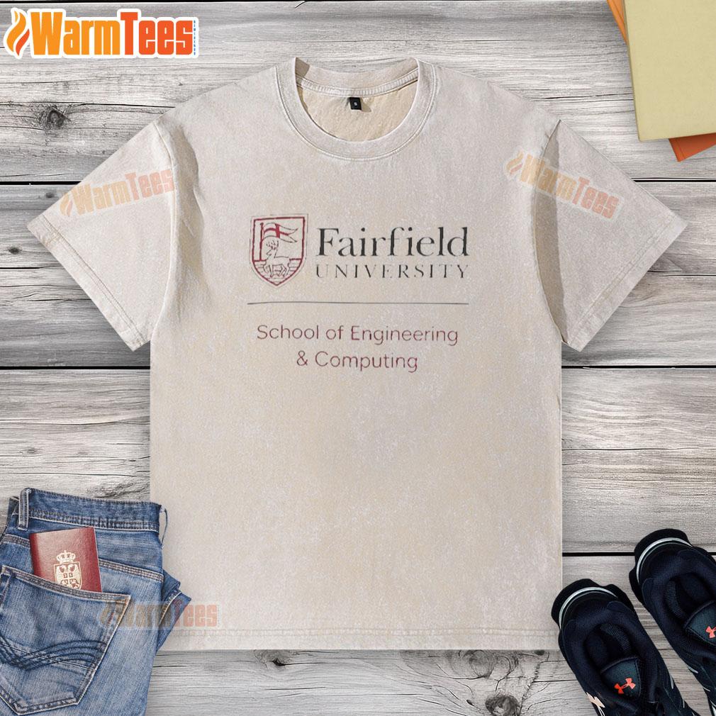 Alt Text: Premium Fairfield Stags School of Engineering and Computing washed t-shirt, featuring logo and comfortable fit.