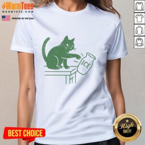 Funny cat graphic on a political tee, promoting the 'Abolish ICE' message for ladies' fashion.