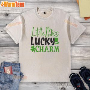 Alt Text: Pretty Little Miss Lucky Charm Washed T-Shirt in soft fabric, featuring a trendy design and vibrant colors for casual style.