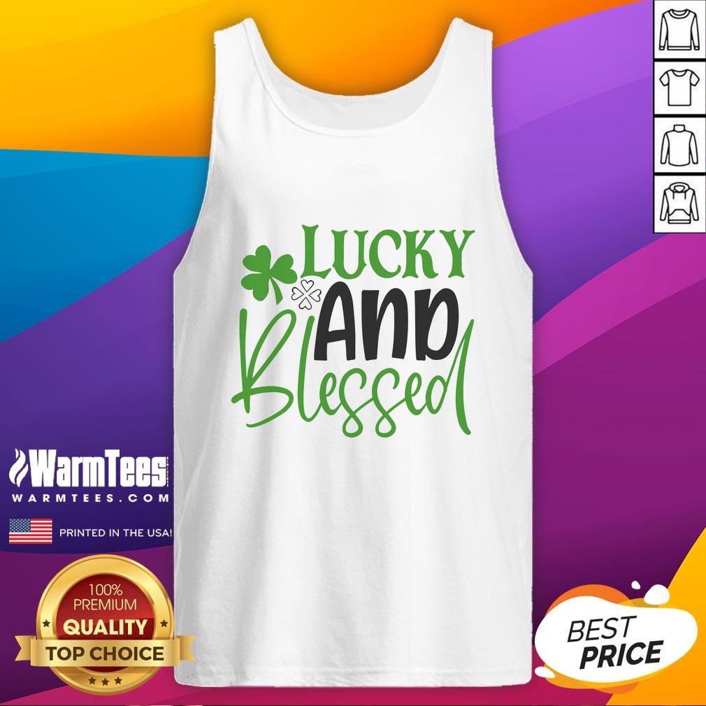 Pretty Lucky and Blessed tank top featuring a stylish design, perfect for casual wear and expressing positivity.