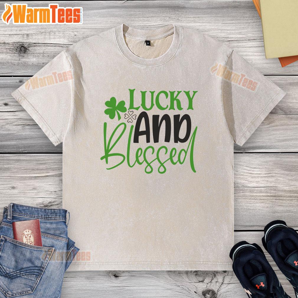 Alt Text: Pretty Lucky and Blessed washed t-shirt in a soft fabric, perfect for casual wear or gifting.