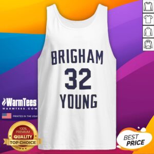 Alt Text: Top Jimmer Fredette Brigham Young 32 Tank Top featuring sporty design and vibrant colors for BYU fans.