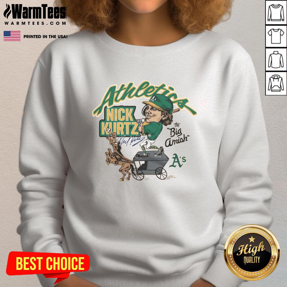 Nick Kurtz wearing the Awesome Athletics Big Amish sweatshirt, showcasing stylish athletic wear for sports enthusiasts.