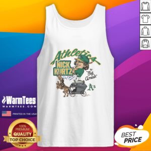 Nick Kurtz wearing the Awesome Athletics Big Amish tank top, showcasing a sporty style and vibrant design.