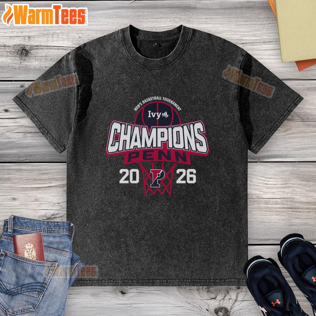 Awesome Pennsylvania Quakers Blue 84 2026 Ivy League Men's Basketball Tournament Champions Washed T-Shirt design.