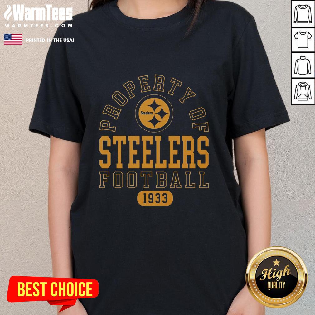 Alt Text: Awesome Pittsburgh Steelers 1933 Ladies Tee showcasing team pride with a vintage design and stylish fit.